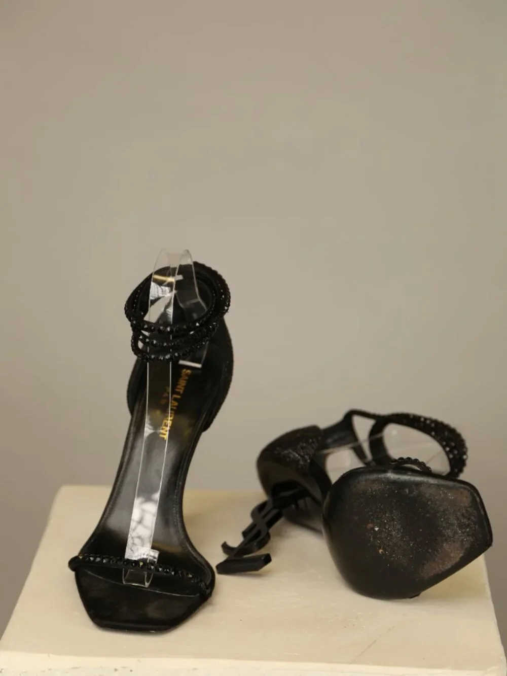 YVES SAINT LAURENT "Opyum" Swarovski Crystal Sandals - Picture 9 of 12
